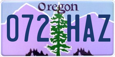 OR license plate 072HAZ