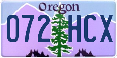 OR license plate 072HCX