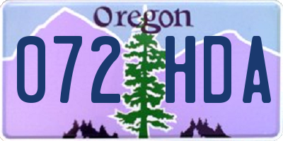 OR license plate 072HDA