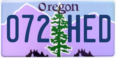 OR license plate 072HED