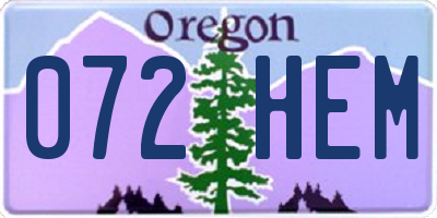 OR license plate 072HEM