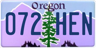 OR license plate 072HEN