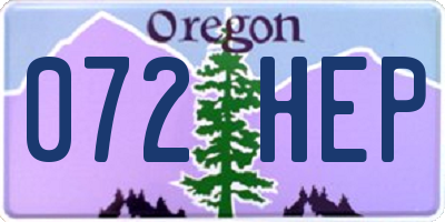OR license plate 072HEP