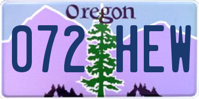 OR license plate 072HEW
