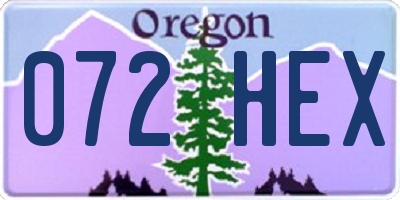 OR license plate 072HEX