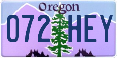 OR license plate 072HEY