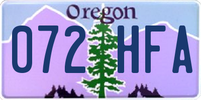 OR license plate 072HFA
