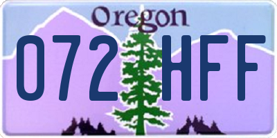 OR license plate 072HFF