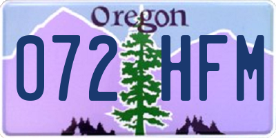 OR license plate 072HFM