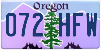 OR license plate 072HFW