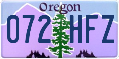 OR license plate 072HFZ