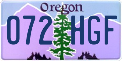 OR license plate 072HGF