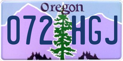 OR license plate 072HGJ