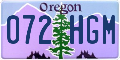OR license plate 072HGM