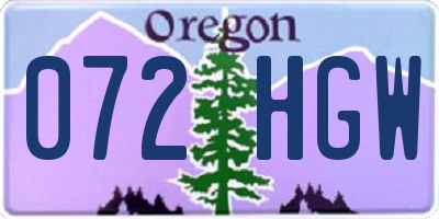 OR license plate 072HGW