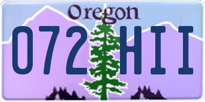 OR license plate 072HII