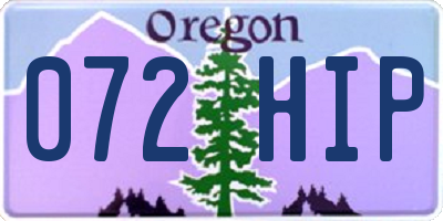 OR license plate 072HIP