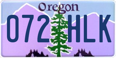 OR license plate 072HLK