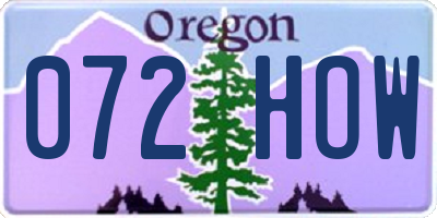 OR license plate 072HOW