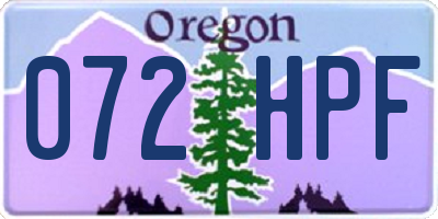 OR license plate 072HPF