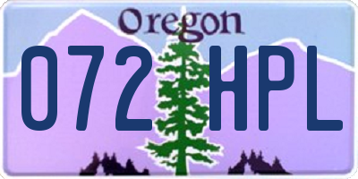 OR license plate 072HPL