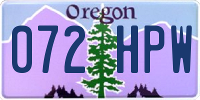 OR license plate 072HPW