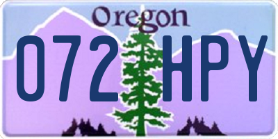 OR license plate 072HPY