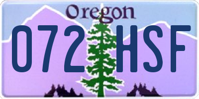 OR license plate 072HSF