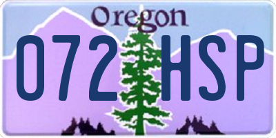 OR license plate 072HSP