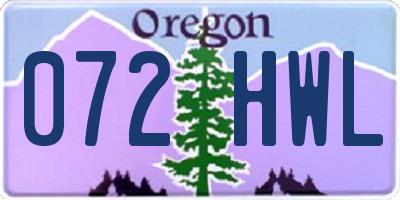 OR license plate 072HWL