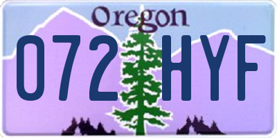 OR license plate 072HYF