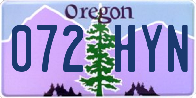 OR license plate 072HYN