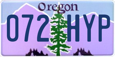 OR license plate 072HYP