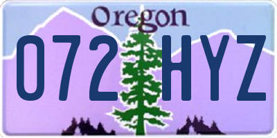 OR license plate 072HYZ