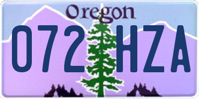 OR license plate 072HZA