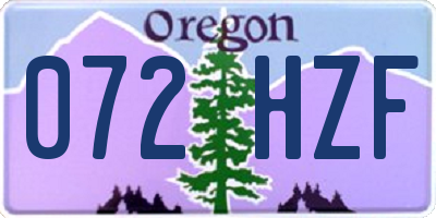 OR license plate 072HZF