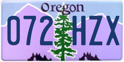 OR license plate 072HZX