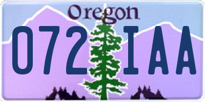 OR license plate 072IAA