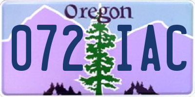 OR license plate 072IAC