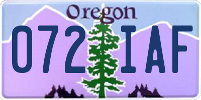 OR license plate 072IAF