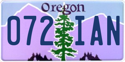 OR license plate 072IAN