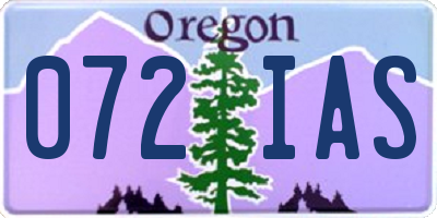 OR license plate 072IAS