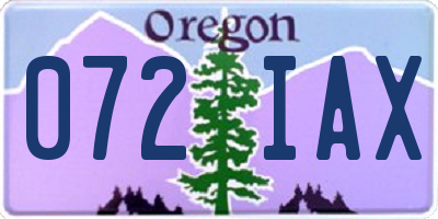 OR license plate 072IAX
