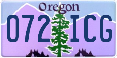 OR license plate 072ICG