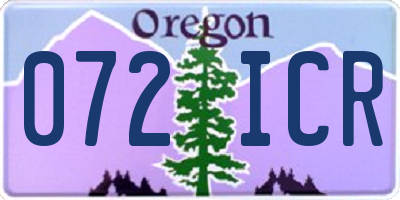 OR license plate 072ICR