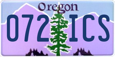 OR license plate 072ICS