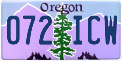 OR license plate 072ICW