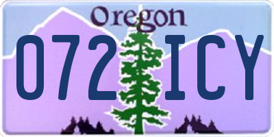 OR license plate 072ICY