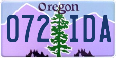 OR license plate 072IDA