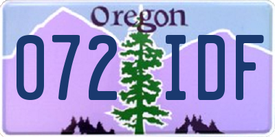 OR license plate 072IDF